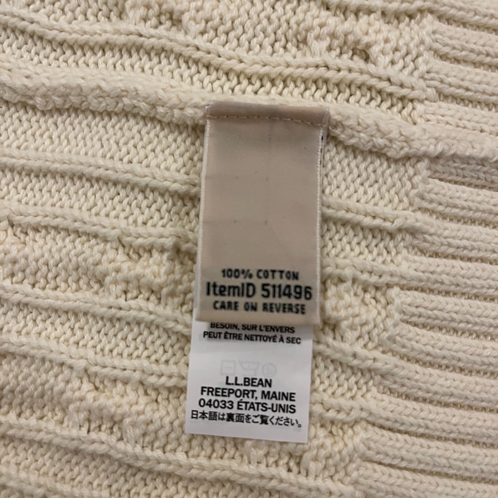 LL Bean Women's Cream Cable Knit Cardigan Sweater - Picture 7 of 8